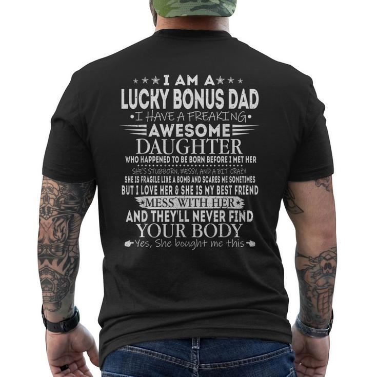 Lucky Bonus Dad I Have A Freaking Awesome Daughter Shirt, Father's Day Men's T Shirt, Back Print Tee, Step Father Gift, Unisex Short Sleeve Tee, Casual Clothing