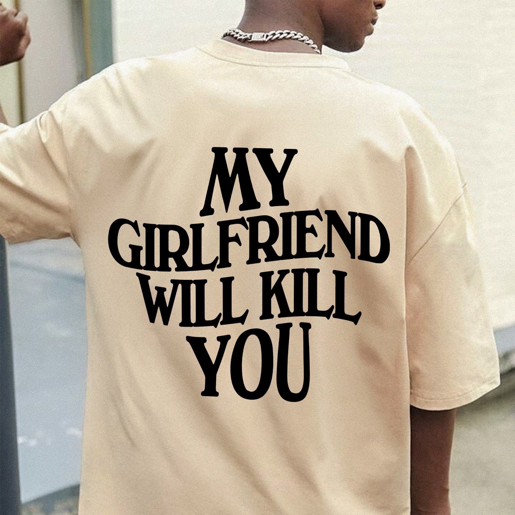 My Girlfriend Will Kill You Shirt, Relationship Shirt, I Love My Girlfriend, Gift For Boyfriend, Couple Shirt For Valentines Day, Couple T-Shirt, Short Sleeve Tee Shirt, Mr And Mrs Gifts