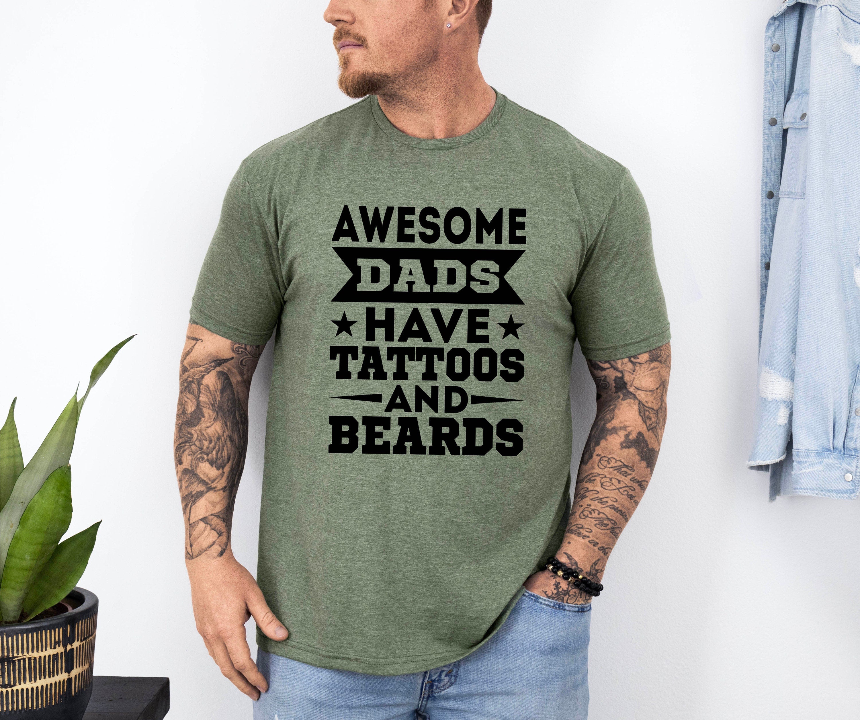 Awesome Dads Have Tattos And Beards Shirt, Father's Day Shirt, Gift For Daddy Tee, Gift For Daddy Shirt, New Father Gift, Dad Tee, Classic Unisex T-Shirt, Gifts For Men Him, Short Sleeve Tee Shirt, Unique Gifts For Men, Gifts For Birthday Fathers Day