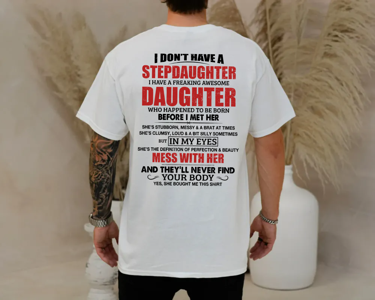 Bonus Dad T Shirt From Daughter, Funny Gifts For Stepfather,Stepdad Shirt, Fathers Day Gifts For Stepdad, Unisex Short Sleeve Tee, Casual Clothing